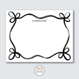Zwart lint golvende gepersonaliseerde Notecard Set | Babyshower, bruids, vrouwelijk, notitiekaarten voor kinderen, vrijgezellenfeest, meisjesbriefpapier, cadeau voor haar