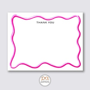Pink Wavy Shadow Thank You Notecard Set | Thank You Card, Scallop Stationary, Stationery Set, Bridal, Gift for Her, Kids, Hostess Gift