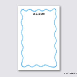Blue Wavy Personalized Notepad Teacher Gift, Kids Notepad, Scallop To Do List, Preppy, Hostess Gift, Girls Notepad, Gift for Her image 2