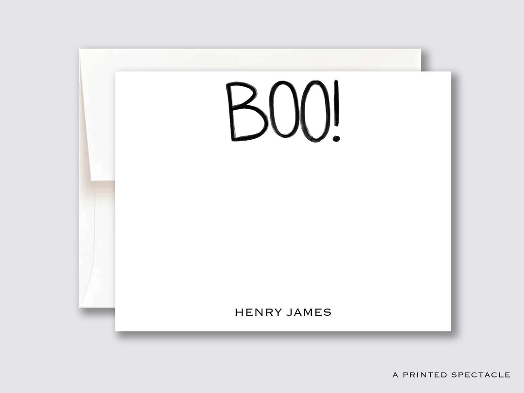 Small Boo Note Personalized 'BOO!' Halloween Notecard Set: Watercolor Stationery - Etsy