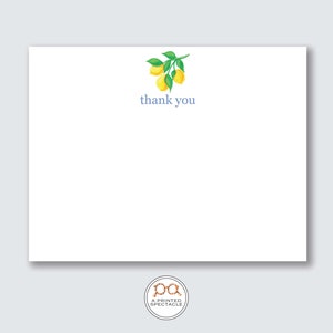 Lemon Blue Thank You Notecard Set / Regalo para mujeres, Preppy, Femenino, Regalo de mamá, Amante del limón, Papelería para niños, Despedida de soltera, Despedida de soltera