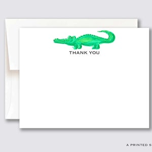 Alligator Thank You Notecard Set / Papelería para niños, Papelería para niños, Cumpleaños de niños, Cocodrilo de acuarela, Fiesta de animales, Conjunto de tarjetas de notas para niños