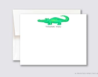 Watercolor Alligator Thank You Notecard Set: Kids Stationery