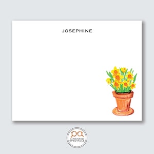 Narcis Pot Gepersonaliseerde Notecard Set | Meisjes briefpapier, bloemennotitiekaarten, preppy, vrouwelijk, vrouwen, cadeau voor haar, vrijgezellenfeest, bruids