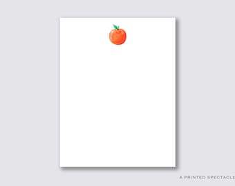 Watercolor Orange Notepad: Preppy Stationery Set