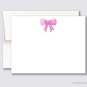 Gingham Pink Bow Notecard Set | Baby Card Set, Kids Stationery, Baby Shower, Mom Gift, Preppy, Cute, New Baby Gift, Baby Girl, Gift for Her