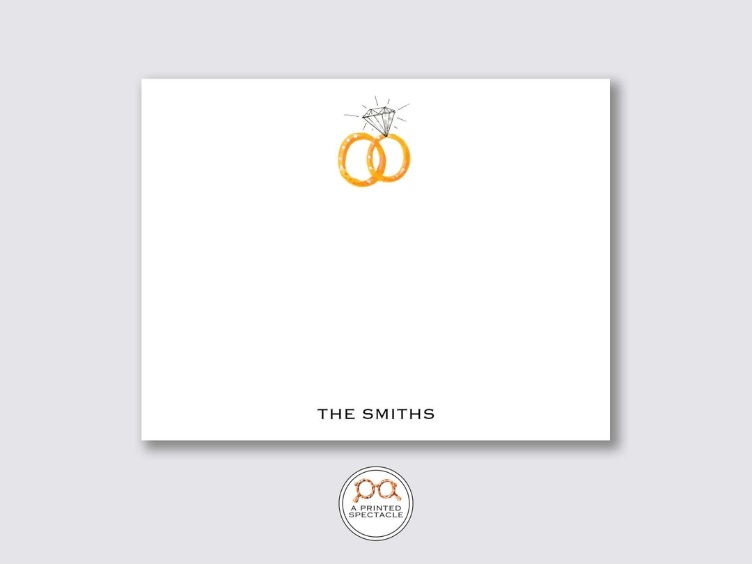 Personalized Wedding Rings Notecard Set: Watercolor Design - Etsy