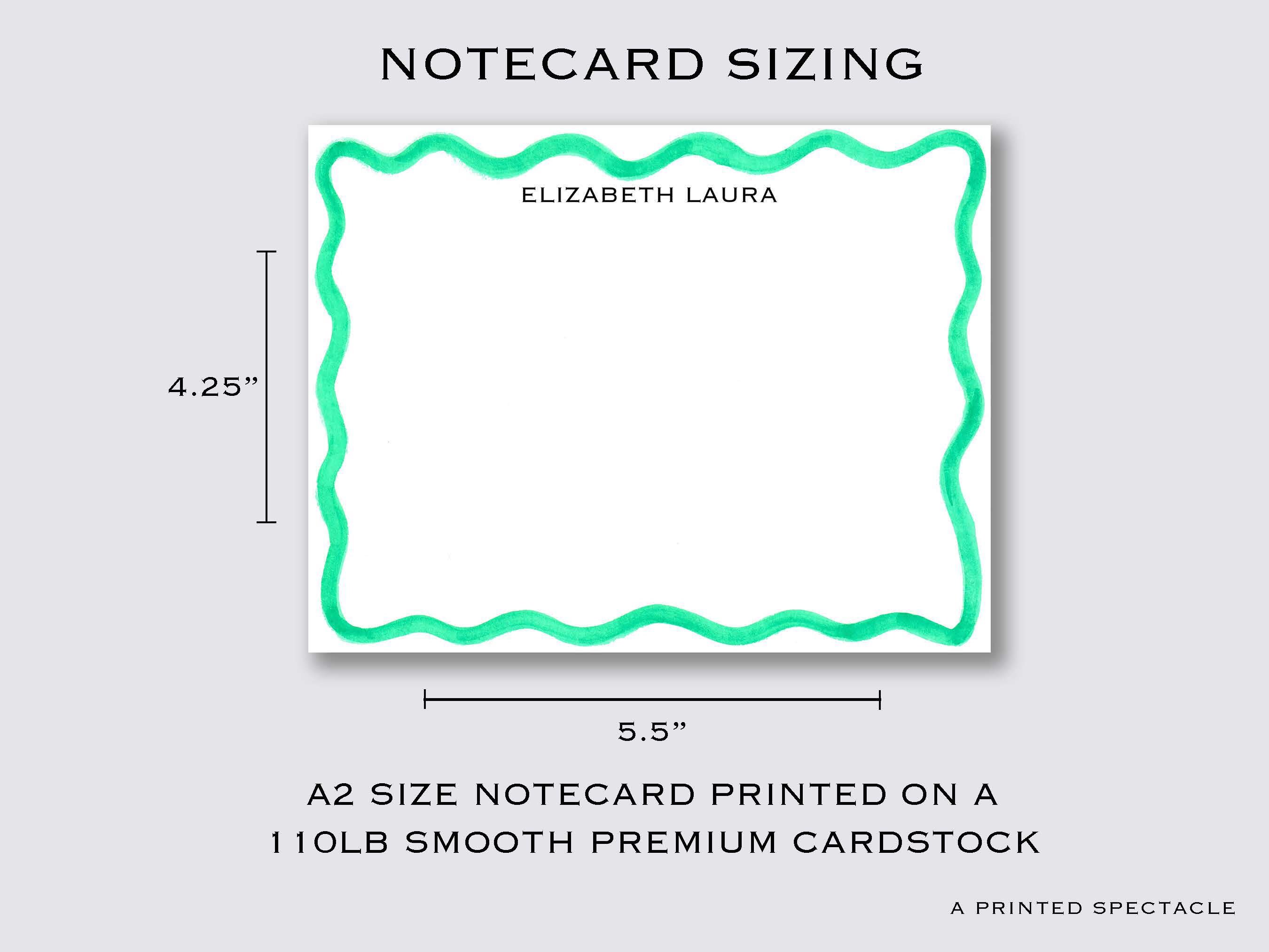 Personalized Green Wavy Notecard Set: Watercolor Stationery Gift - Etsy