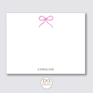 Personalisiertes Notizkarten-Set mit rosa Schleife | Babykarte, Baby-Briefpapier, Babyparty, Mutter-Geschenk, Papa-Geschenk, adrette, süß, neues Baby, Baby-Mädchen, Girlie