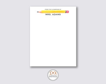Personalized Teacher Notepad: Watercolor Pencil Design