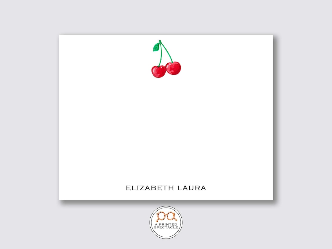 Personalized Cherry Notecard Set: Watercolor Stationery Gift - Etsy