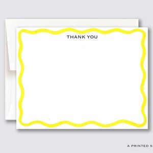 Yellow Wavy Thank You Notecard Set | Scallop Card Set, Scallop Stationery, Stationery Gift, Kids Ststionery, Gift for Her, Wavy Lover Gift
