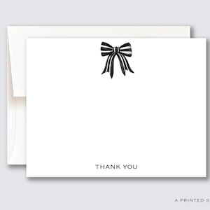 Zwart-wit gestreepte strik dank u Notecard Set | Kerstmis, cadeau voor haar, kinderbriefpapier, babyshower, cadeau voor haar, vakantie, bruids
