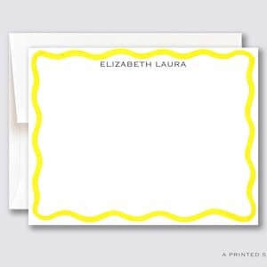 Yellow Wavy Personalized Notecard Set | Thank You, Scallop Card, Scallop Stationery, Kids Ststionery, Gift for Her, Wavy Lover Gift