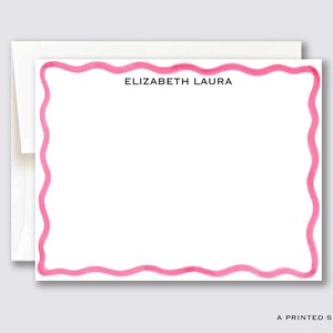 Pink Wavy Personalized Notecard Set | Thank You, Scallop Card Set, Scallop Stationery, Stationery Gift, Kids Stationery, Gift for Her, Cute