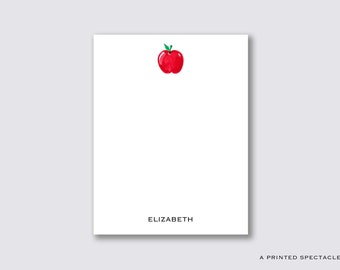 Personalized Apple Notepad | Watercolor Stationery, Teacher Gift
