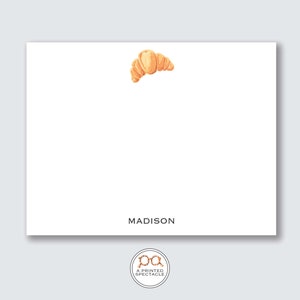 Croissant Personalized Notecard Set | Thank You, Food Stationery, Kids Stationery, Gift for Her, Preppy, Hostess Gift, Cute, Food Lover Gift