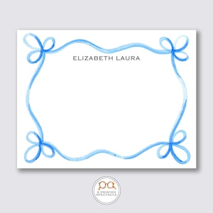 Set di biglietti di auguri personalizzati ondulati Blue Ribbon / Biglietti per baby shower, matrimoni, femminili, per bambini, addio al nubilato, articoli di cancelleria per ragazze, regalo per lei