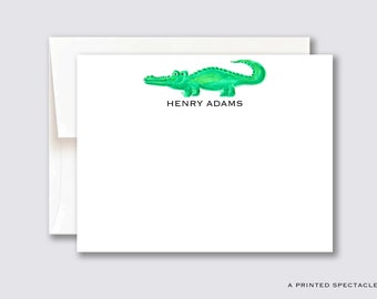 Aquarell Alligator personalisierte Grußkarten Set: Kinder Briefpapier