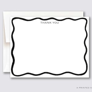 Black Wavy Thank You Notecard Set | Thank You Card, Scallop Card Set, Scallop Stationery, Stationery Gift Set, Gift for Her, Kids Stationary