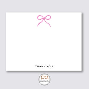 Pink Bow Thank You Notecard Set | Baby Card Set, Baby Stationery, Baby Shower, Mom Gift, Dad Gift, Preppy, Cute, New Baby Gift, Baby Girl