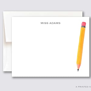 Conjunto de notecard personalizado com lápis | Papelaria infantil, presente do professor, volta às aulas, aquarela, formal, presente do pai, presente do escritor, papelaria para meninos