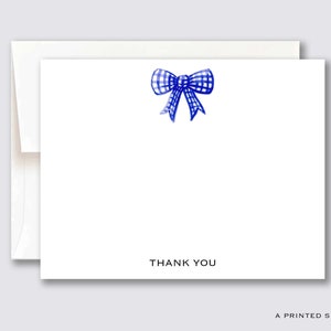 Ensemble de cartes de remerciement bleu vichy avec noeud | Jeu de cartes pour bébé, papeterie enfant, baby shower, cadeau pour maman, preppy, mignon, cadeau de naissance, bébé garçon