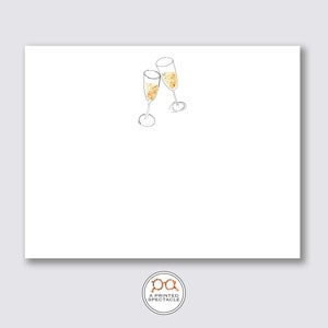 シャンパン トースト ノートカード セット | 乾杯、花嫁介添人へのギフト、結婚式、お祝い、プレッピー、独身パーティー、かわいい、婚約カード、ブライダル シャワー