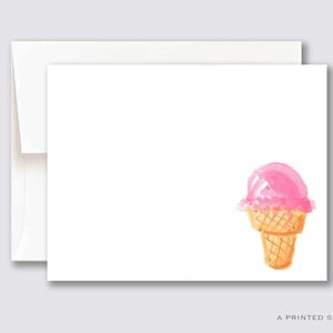 Notitiekaartenset met ijskegels | Preppy aquarel, kinderbriefpapier, verjaardag, feest, schattig, ijsliefhebber, babyshower, meisjescadeau