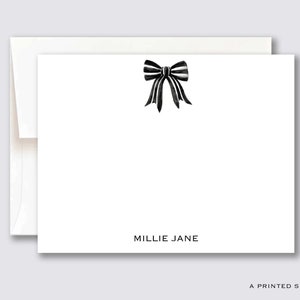 Schwarzweiß gestreifte Schleife Notecard Set | Weihnachten, Geschenk für Sie, Kinder Briefpapier, Babyparty, Geschenk für Sie, Urlaub, Braut