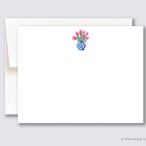 Tulpen in gemberpot Notecard Set | Meisjes briefpapier, chinoiserie, preppy, vrouwelijk, vrouwen, moeder cadeau, vrijgezellenfeest, bruids, tulpenliefhebber