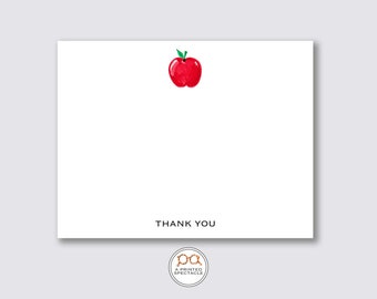 Apple Thank You Notecard Set: Watercolor Fruit Stationery