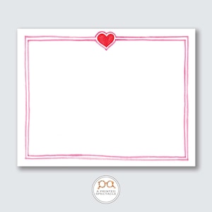 Ensemble de cartes de correspondance personnalisées coeur avec bordure rose | Cadeau pour elle, Saint-Valentin, Papeterie pour enfants, Galantines, Vacances, Mariage, Fiançailles
