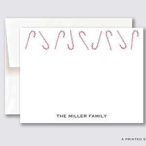 Candy Cane Border Personalisiertes Notizkarten-Set | Weihnachten, Preppy, Geschenk für Sie, Einweihungsfeier, Weihnachtsgeschenk, Familien-Notizkarte, Kinderbriefpapier