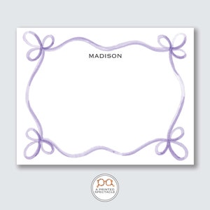 Lavendel lila Band gewelltes personalisiertes Notizkarten-Set | Babyparty, Braut, Feminin, Kinder, Junggesellinnenabschied, Briefpapier für Mädchen, Geschenk für Sie