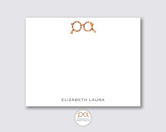 Tortoise Eyeglasses Personalized Notecard Set: Watercolor Design