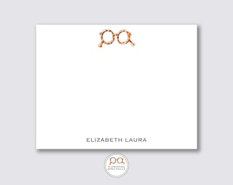 Tortoise Eyeglasses Personalized Notecard Set | Preppy, Gift for Dad, Grandparent Gift, Kids Stationery, Manly, Housewarming, Boy Stationery