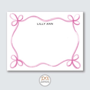 Pink Ribbon Wavy Conjunto de tarjetas de notas personalizadas / Baby Shower, Novia, Femenino, Tarjetas de notas para niños, Despedida de soltera, Papelería para niñas, Regalo para ella