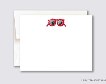 Watercolor Red Sunglasses Notecard Set: Preppy Stationery