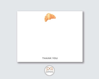 Croissant Thank You Notecard Set | Thank You, Food Stationery, Kids Stationery, Gift for Her, Preppy, Hostess Gift, Cute, Food Lover Gift