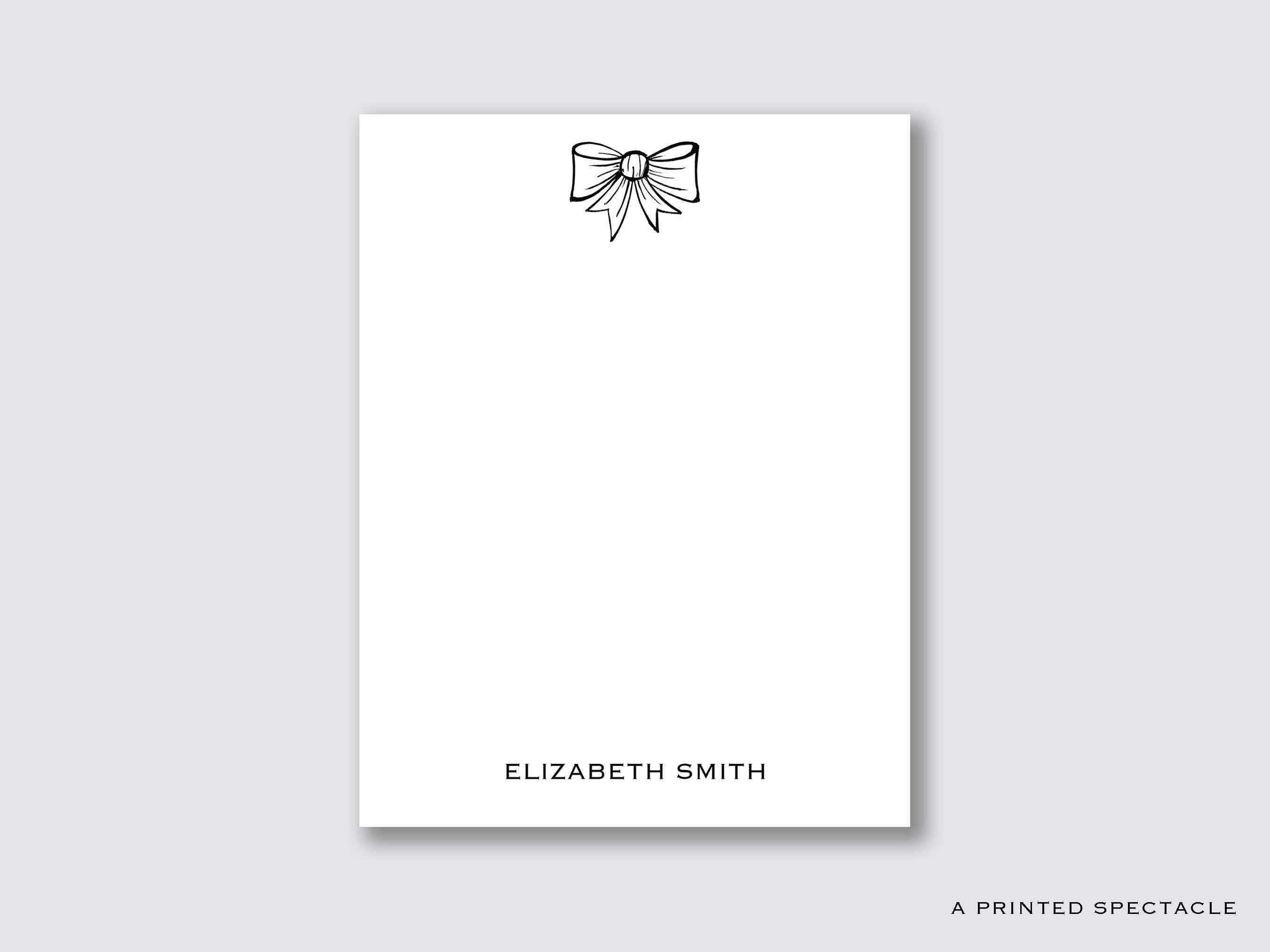 Bow Notepad Black Bow Personalized Notepad | Paper Notepad, to Do List, Feminine ...