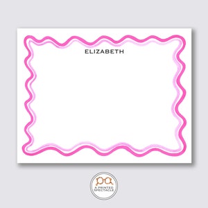 Multi roze golvende gepersonaliseerde Notecard Set | Babyshower, bruids, vrouwelijk, notitiekaarten voor kinderen, vrijgezellenfeest, meisjesbriefpapier, cadeau voor haar