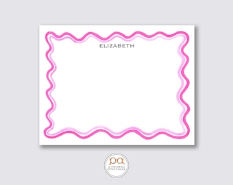 Multi rosa gewelltes personalisiertes Notecard Set | Babyparty, Braut, Weiblich, Kinder Grußkarten, Bachelorette, Mädchen Briefpapier, Geschenk für Sie