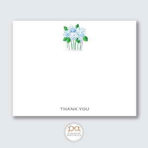 Blauwe hortensia vaas dank u Notecard Set | Meisjes briefpapier, chinoiserie, preppy, vrouwelijk, vrouwen, moedercadeau, vrijgezellenfeest, bruids
