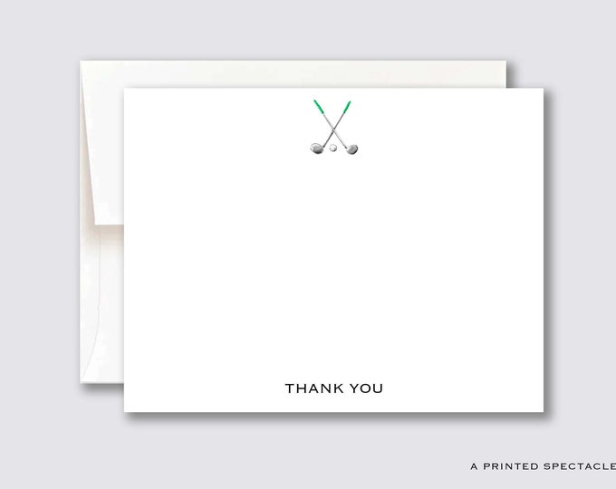 Golf Clubs Thank You Notecard Set: Watercolor Design