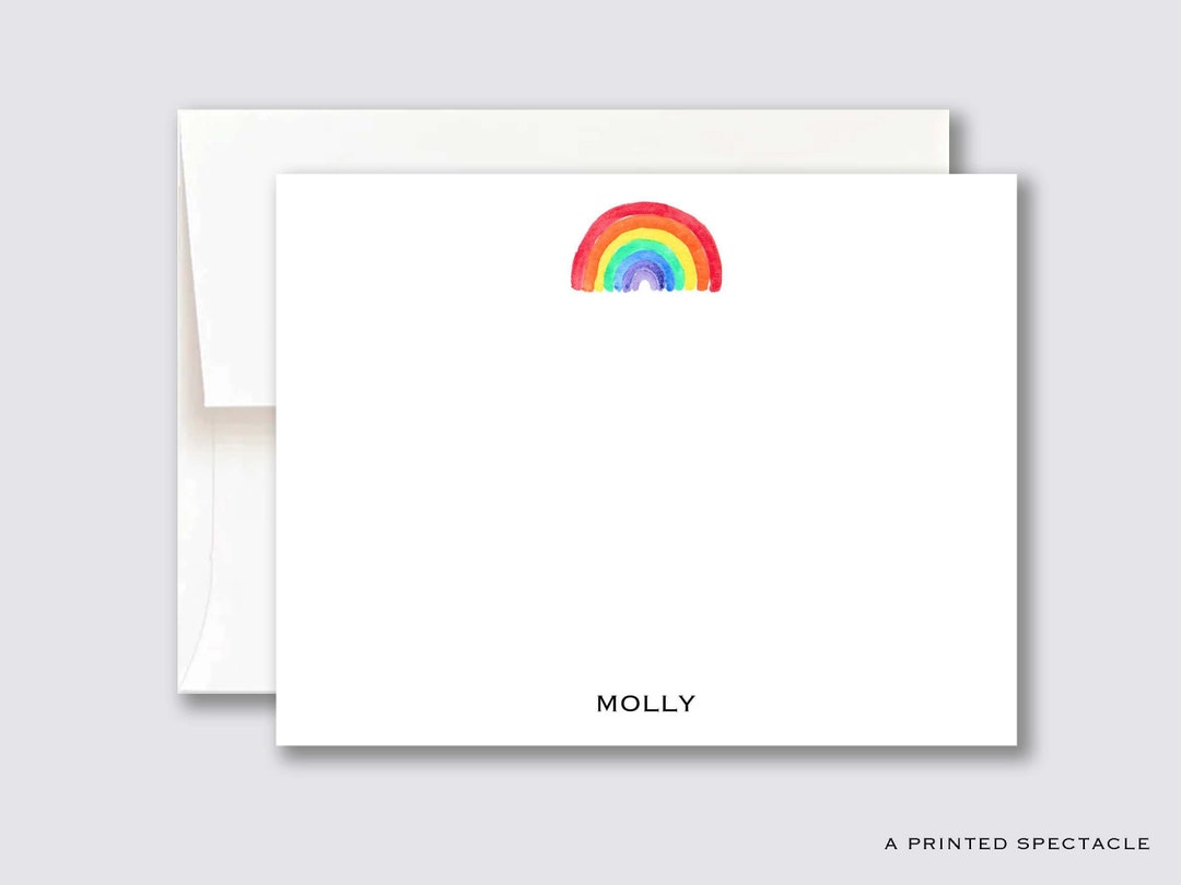 Personalized Rainbow Notecard Set: Watercolor Stationery Gift - Etsy