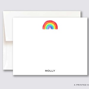 Regenbogen personalisiertes Grußkarten Set | Danke, Mädchen Briefpapier, Kinder Briefpapier, adrett, Hostessen Geschenk, niedlich, Geschenk für sie, Regenbogen Liebhaber
