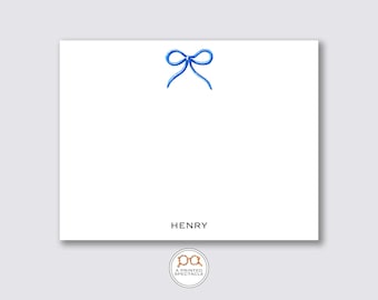 Blue Bow Personalized Notecard Set | Baby Card Set, Baby Stationery, Baby Shower, Mom Gift, Dad Gift, Preppy, Cute, New Baby Gift, Baby Boy