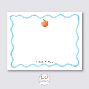 Oranje blauwe golvende dank u Notecard Set | Bachelorette, oranje minnaar, chinoiserie, vrouwelijk, foodie, cadeau voor vrouwen, bruidsdouche