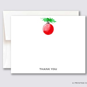 Rotes Ornament auf Zweig Danke Grußkarten Set | Weihnachtsbriefpapier, Ornament, Geschenk für Sie, Weihnachtsbriefpapier, Weihnachtsbaum